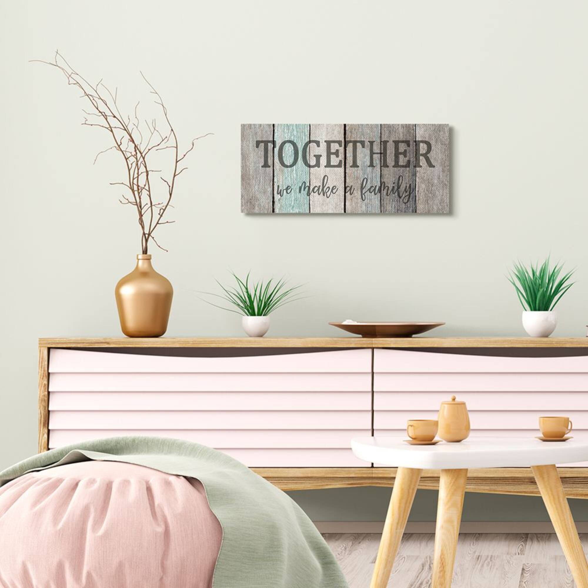 Stupell Industries Together We Make a Family Quote Rustic Sign Home Text Canvas Wall Art